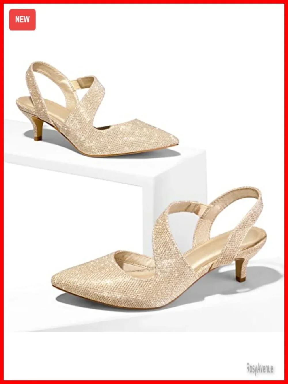 Kitten Heels Slingback Pumps Wedding Dress Shoes - Soft Cushioned Insole -